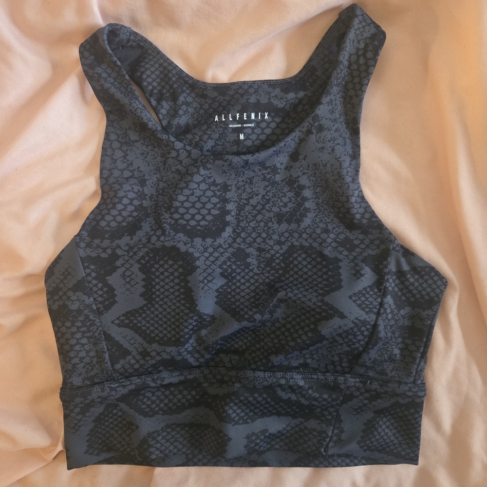 Charcoal Snakeskin Racerback Crop Top